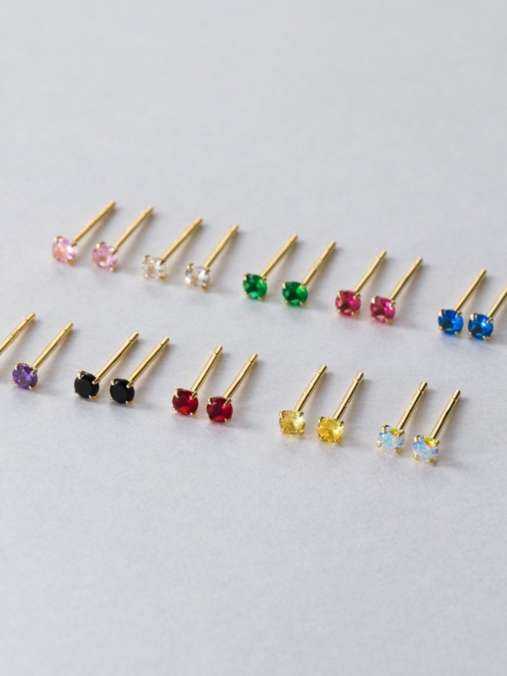 NWT Classic Stone Earrings Sterling Silver Gold Minimal Gift Green Red Gold Blue
